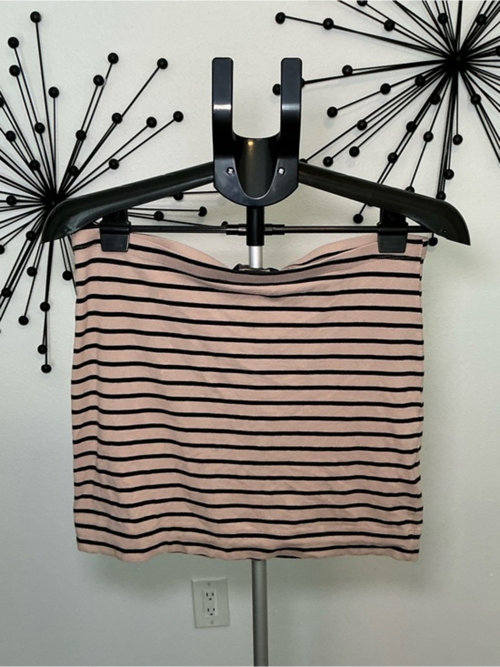 H&M Black Stripe Beige Mini Skirt Size Medium
